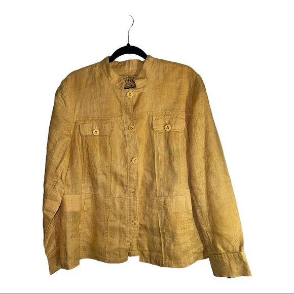 COLDWATER CREEK Celebrate Your Spirit 100% Linen Goldenrod Yellow Jacket - Picture 1 of 11